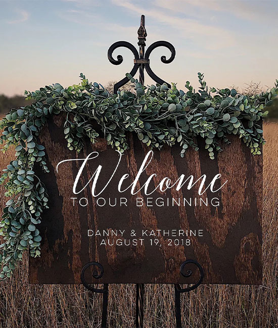 custom wooden sign, welcome sign for a wedding