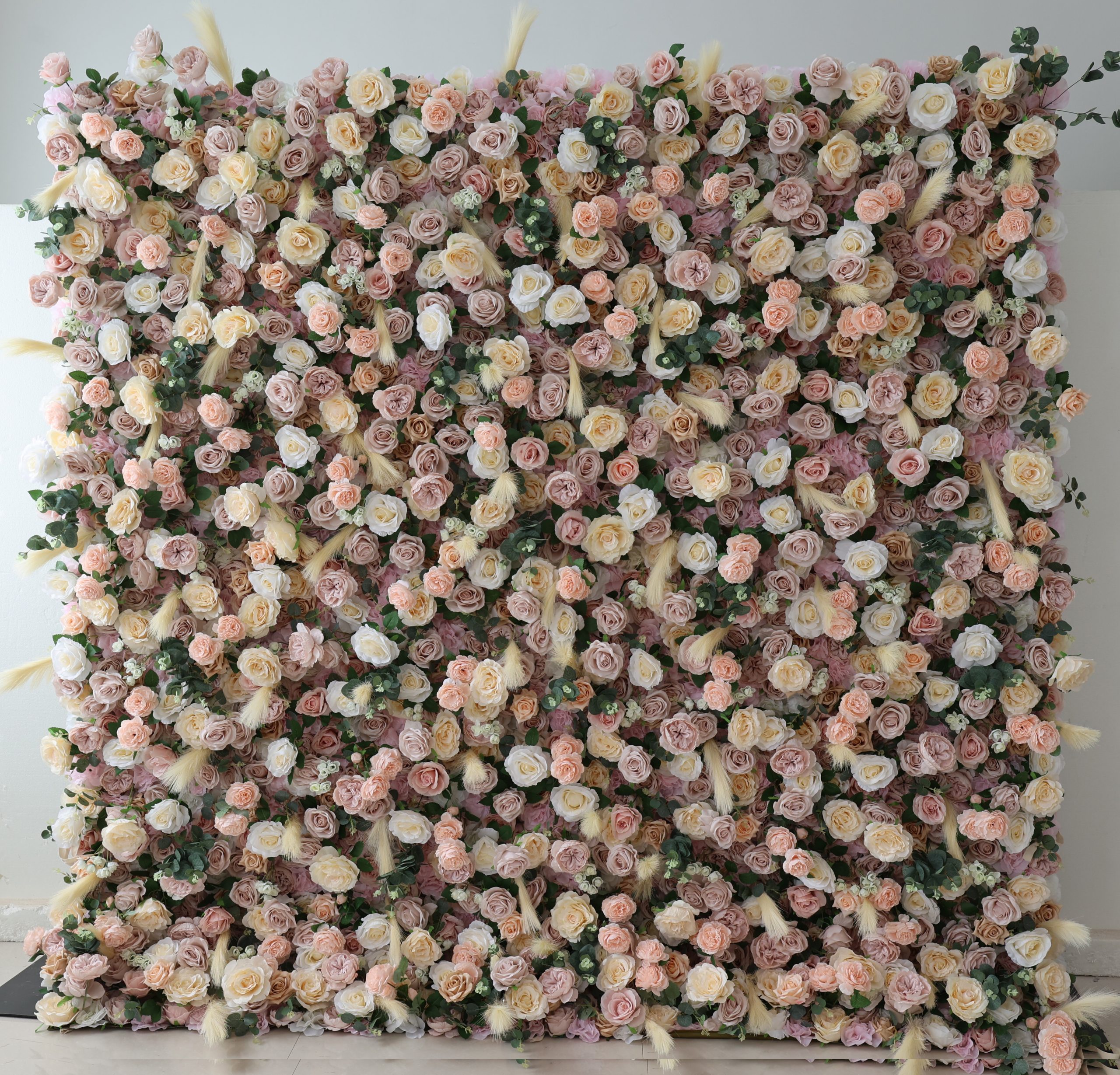 Blush, peach, and cream flower wall rental near me