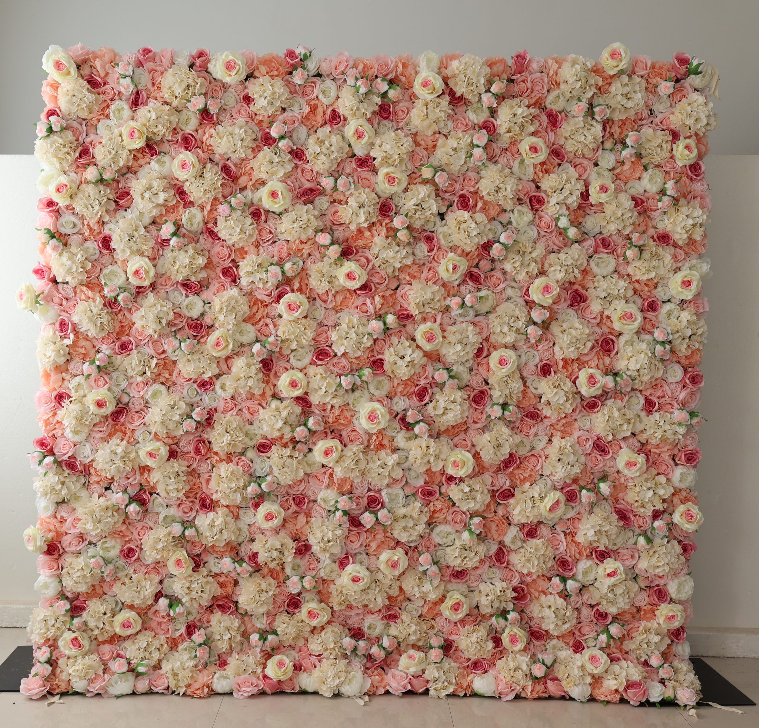 Coral and cream flower wall rental atlanta