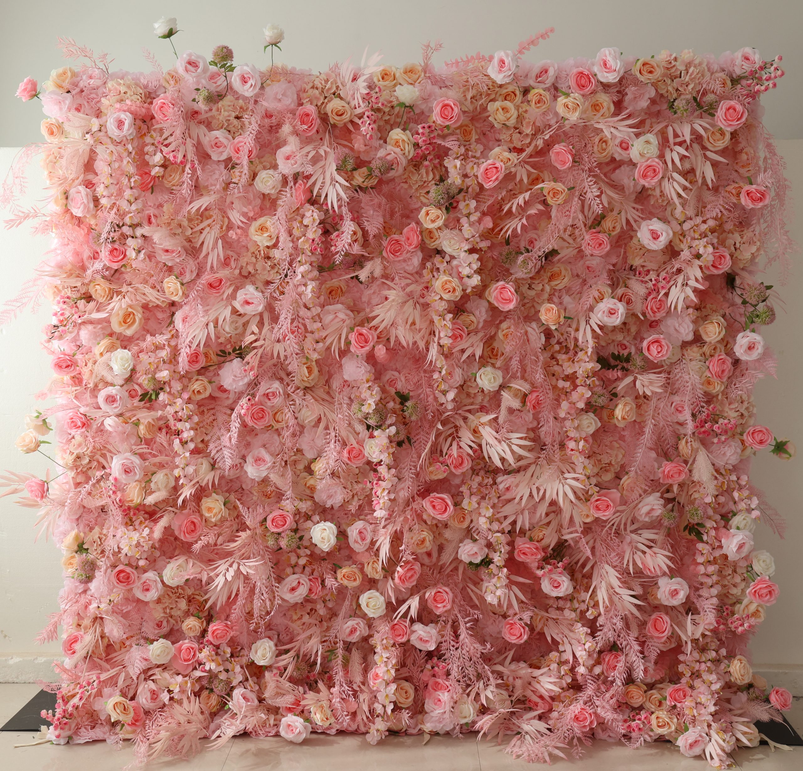 Luxurious pink flower wall rental atlanta