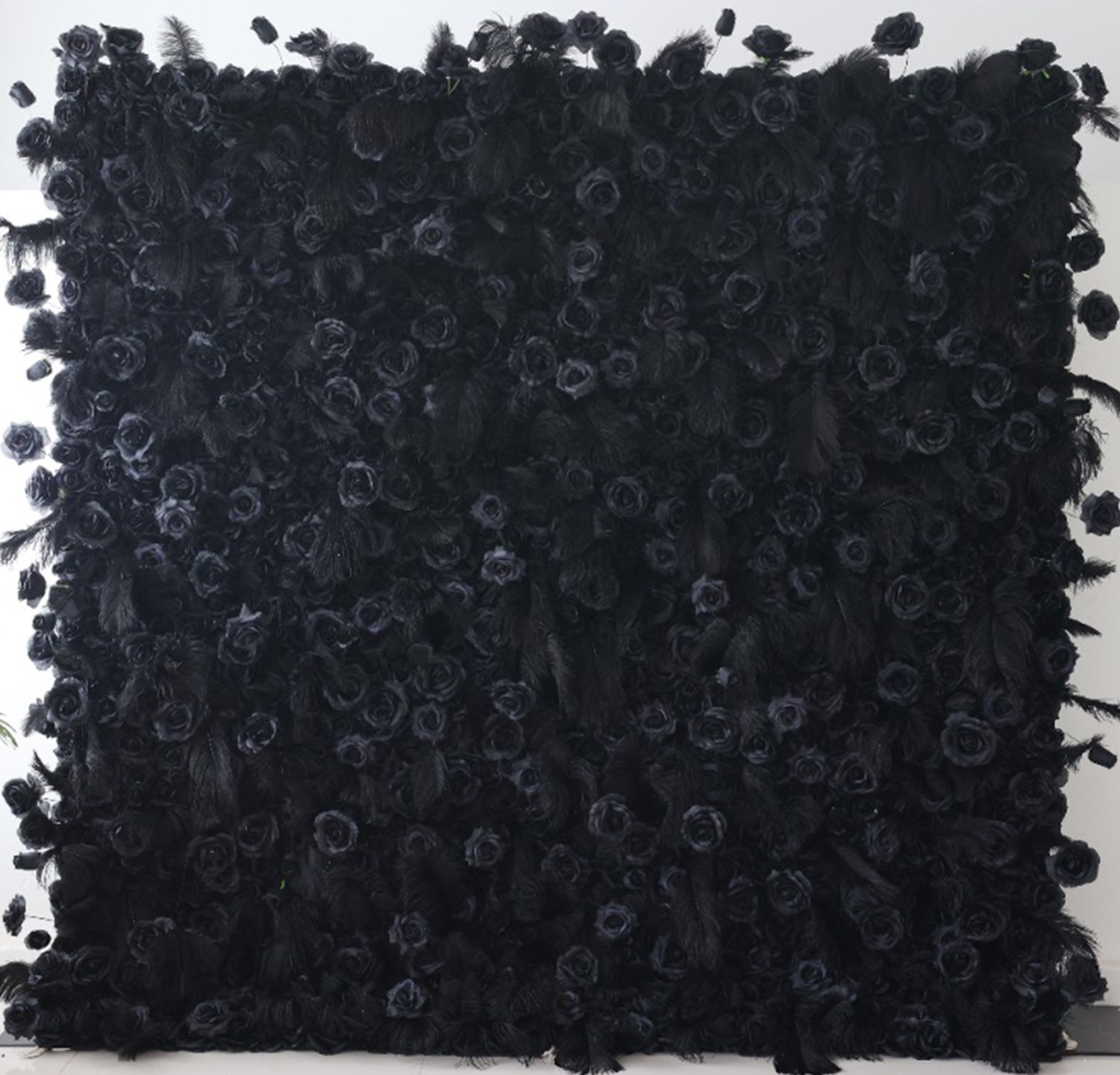 Black luxurious flower wall rental