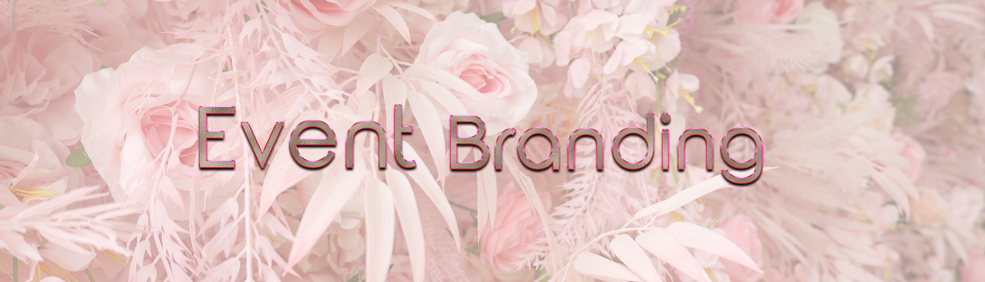 Pink flower wall rental on Event Branding page